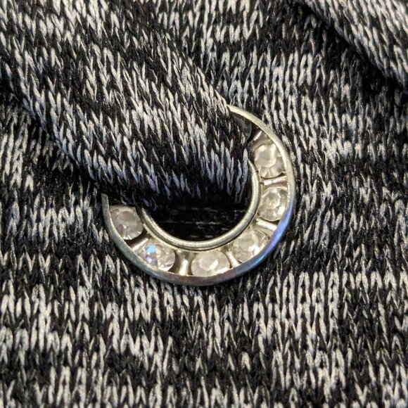 PerSeption Concept Women’s black gray rhinestone scoop-neck bell sleeve sweater - Picture 4 of 7